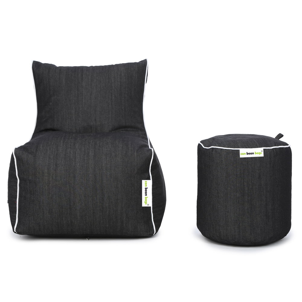 Can bean bags Classic XXXL Denim Arm Bean Chair With Footstool
